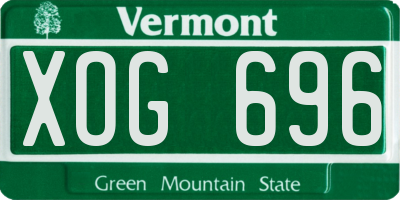 VT license plate XOG696