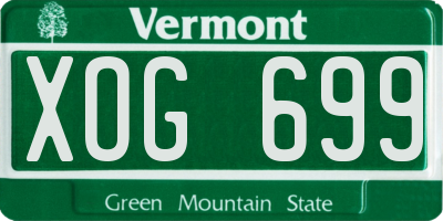 VT license plate XOG699