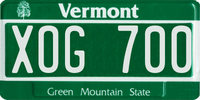 VT license plate XOG700
