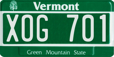 VT license plate XOG701
