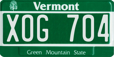 VT license plate XOG704