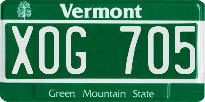 VT license plate XOG705