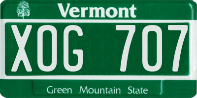 VT license plate XOG707