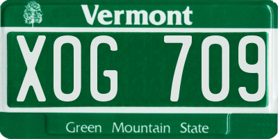 VT license plate XOG709