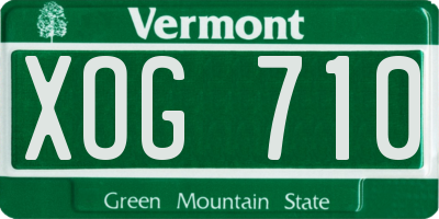 VT license plate XOG710