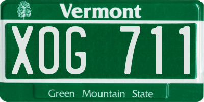 VT license plate XOG711