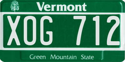 VT license plate XOG712