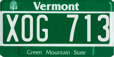 VT license plate XOG713
