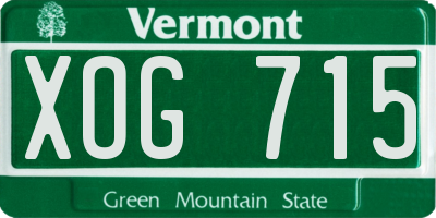 VT license plate XOG715