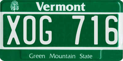 VT license plate XOG716