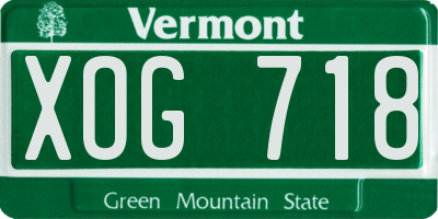 VT license plate XOG718