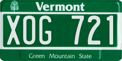 VT license plate XOG721