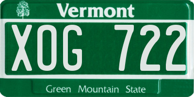 VT license plate XOG722