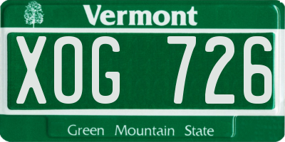 VT license plate XOG726