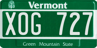 VT license plate XOG727