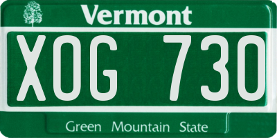 VT license plate XOG730