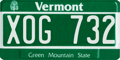 VT license plate XOG732