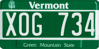 VT license plate XOG734
