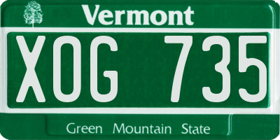 VT license plate XOG735