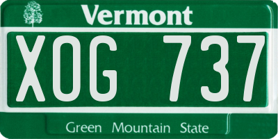 VT license plate XOG737