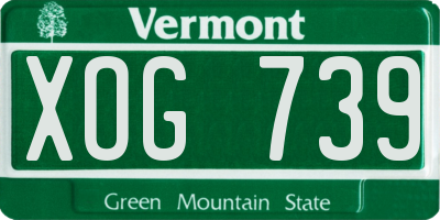 VT license plate XOG739