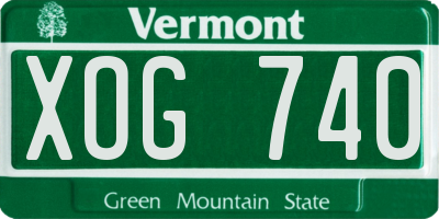 VT license plate XOG740