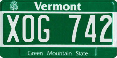 VT license plate XOG742