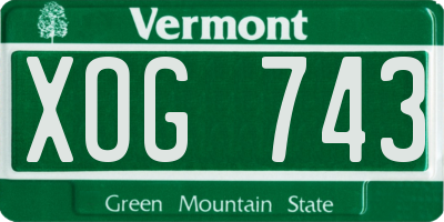 VT license plate XOG743