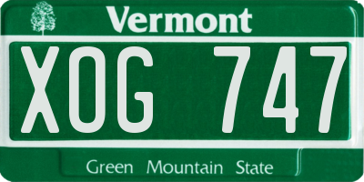 VT license plate XOG747