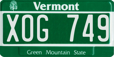 VT license plate XOG749