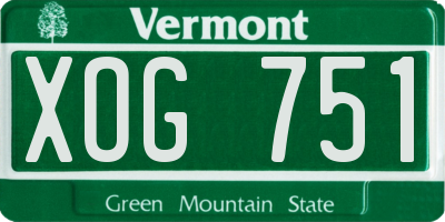 VT license plate XOG751