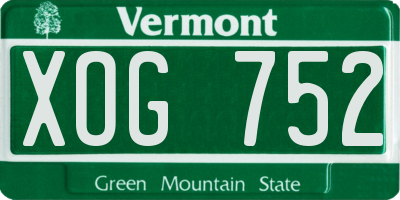VT license plate XOG752