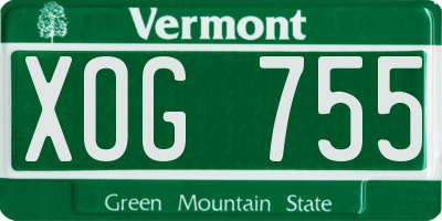 VT license plate XOG755