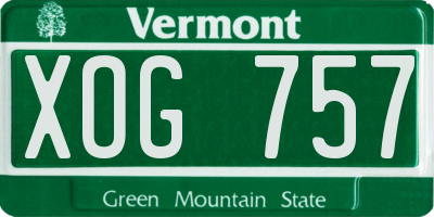 VT license plate XOG757