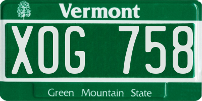 VT license plate XOG758