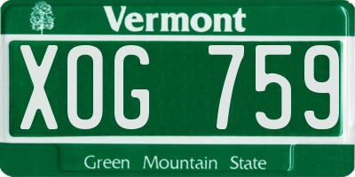 VT license plate XOG759