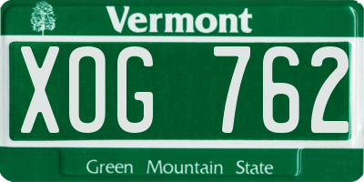 VT license plate XOG762