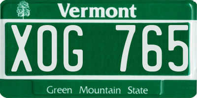 VT license plate XOG765