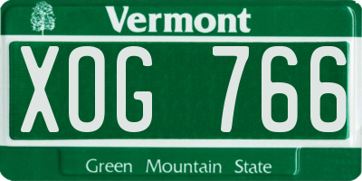 VT license plate XOG766