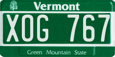 VT license plate XOG767