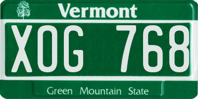 VT license plate XOG768