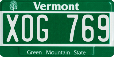 VT license plate XOG769