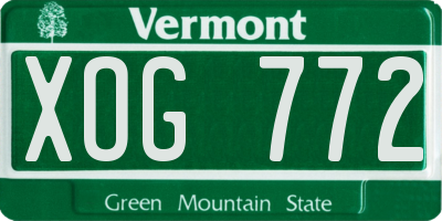VT license plate XOG772