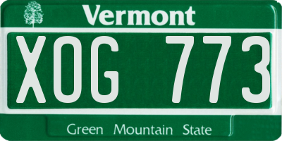 VT license plate XOG773