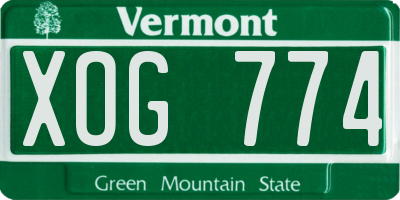 VT license plate XOG774