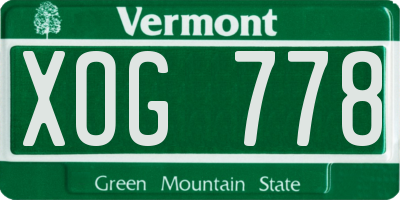 VT license plate XOG778
