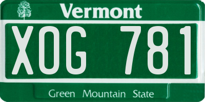 VT license plate XOG781