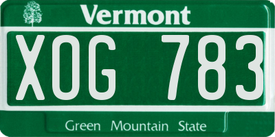VT license plate XOG783