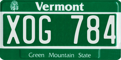 VT license plate XOG784
