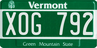 VT license plate XOG792